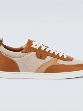 $845 Christian Louboutin Tutti Rui Canvas Leather Sneaker Beige EU 42 US 9 BNIB